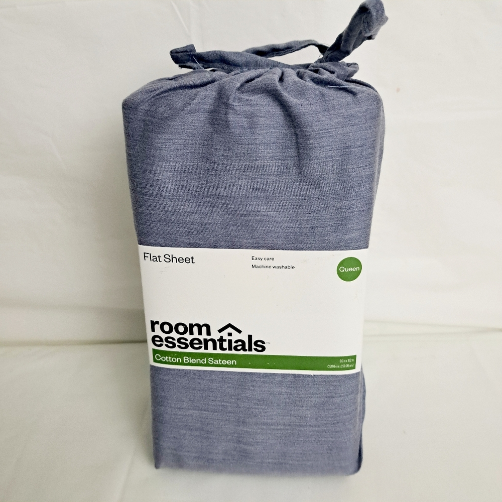 Room 1 Queen Easy Care Flat Sheet Gray Cotton Blend 90 in × 102 in